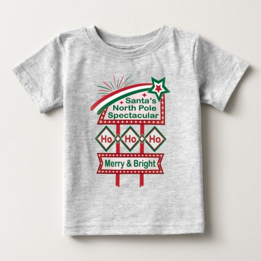 サンタのレトロな電飾 – フフフ メリー&ブライト ベビーTシャツ (正面)
