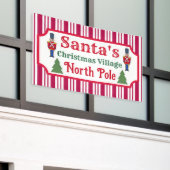 サンタのレトロクリスマスビレッジバナー 横断幕 (ビルの外側)