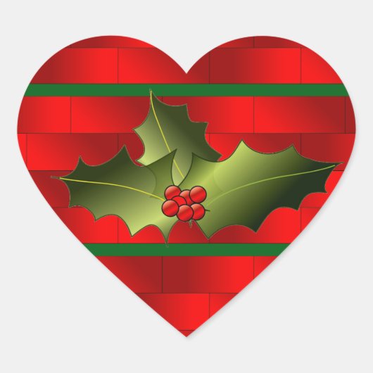 サンタのレンガとヤドリギのステッカー ハートシール (正面)