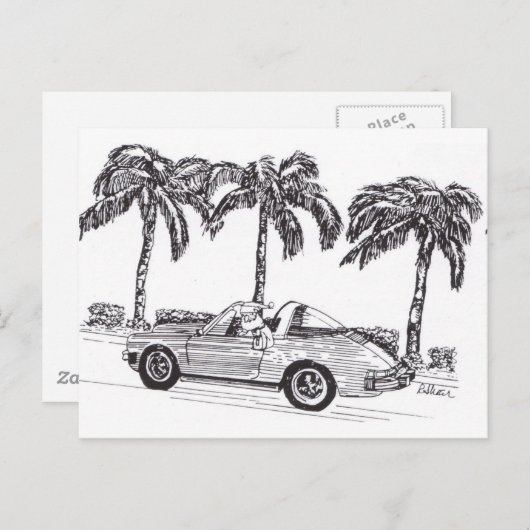 サンタのレースカー シーズンポストカード (正面/裏面)