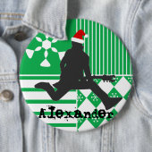 サンタのロックスターのクリスマスのストッキングの名札ボタン 缶バッジ (インサイチュ)