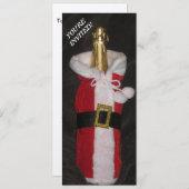 サンタのワイン・ボトルのクリスマスのパーティの招待状 招待状 (正面/裏面)