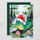 サンタのワニがバヨウにいる シーズンカード (正面/裏面)