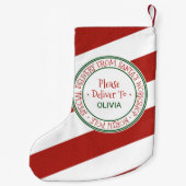 サンタのワークショッパーソナライズされたプ名 スモールクリスマスストッキング (裏面)