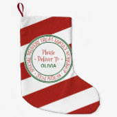 サンタのワークショッパーソナライズされたプ名 スモールクリスマスストッキング (正面)