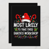 サンタのワークショップを乗っ取る可能性が最も高い クリスマス 招待状 (正面/裏面)