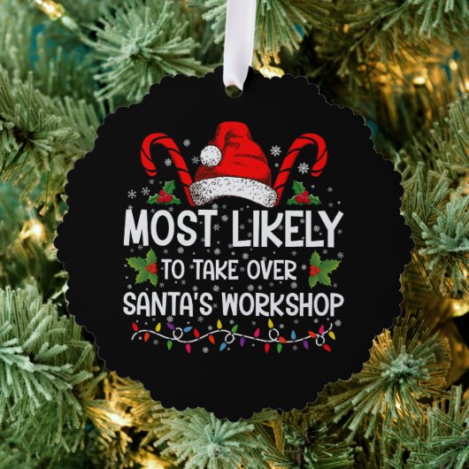 サンタのワークショップを乗っ取る可能性大 Xmas オーナメントカード (インサイチュ (木))