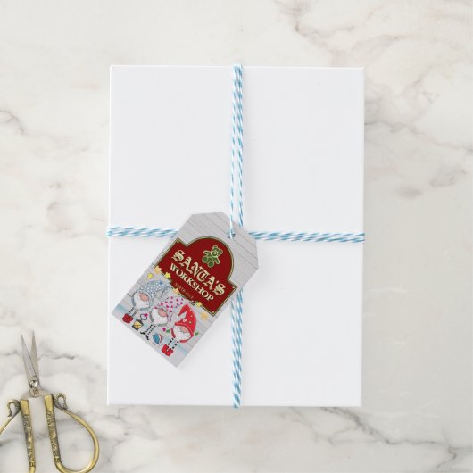 サンタのワークショップギフトラベル ギフトタグ (より糸付き)