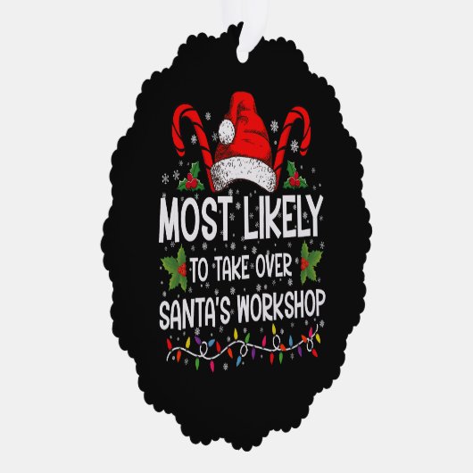 サンタのワークショップクリスマスを引き継ぐ可能性が最も高い オーナメントカード (右)