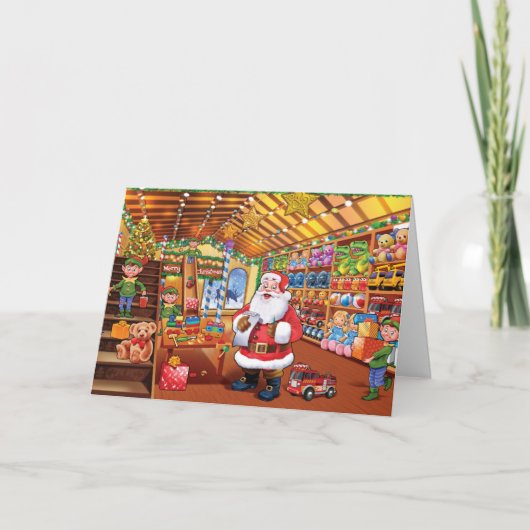 サンタのワークショップクリスマスカード 招待状 (正面)
