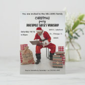 サンタのワークショップパーティーの招待状 招待状 (スタンド正面)