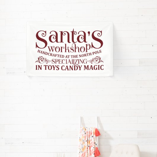 サンタのワークショップ北極クリスマス 横断幕 (インサイチュ)