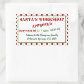 サンタのワークショップ承認および検査されたギフトラベル 長方形シール (バッグ)
