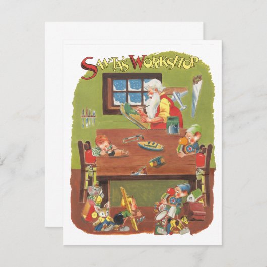 サンタのワークショップ招待状 招待状 (正面/裏面)