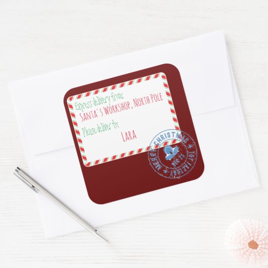 サンタのワークショップ配信 スクエアシール (封筒)