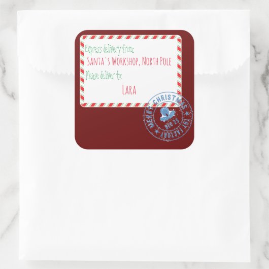 サンタのワークショップ配信 スクエアシール (バッグ)