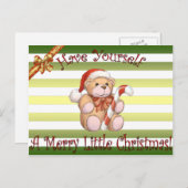 サンタのワークショップ～テディベア～クリスマス～ホリデー～ シーズンポストカード (正面/裏面)