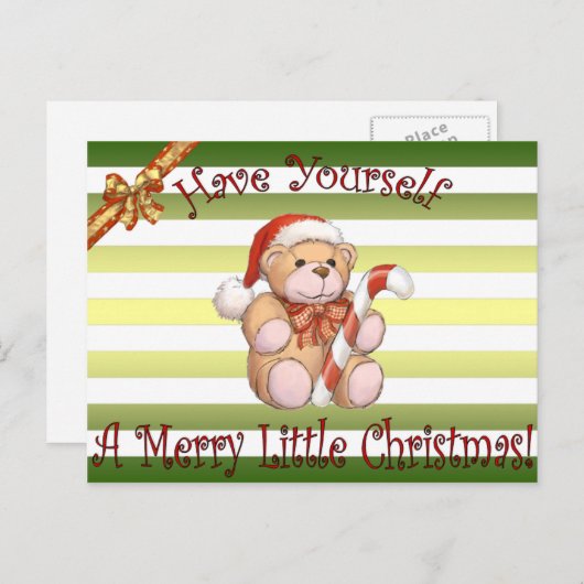 サンタのワークショップ～テディベア～クリスマス～ホリデー～ シーズンポストカード (正面/裏面)