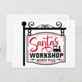 サンタのワークショップ ホリデー ポストカード (正面/裏面)