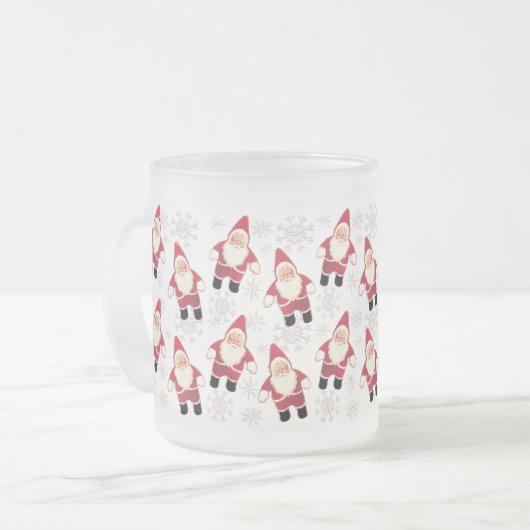 サンタのヴィンテージの格言のガラスクリスマスのマグ フロストグラスマグカップ (正面左)