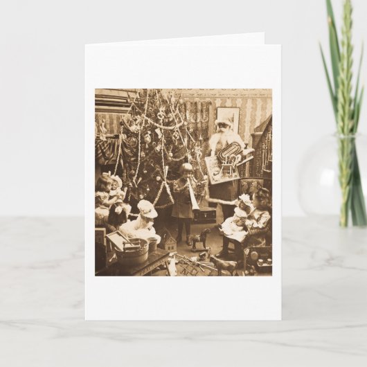 サンタのヴィンテージのStereoviewのビクトリアンなセピア色 シーズンカード (正面)