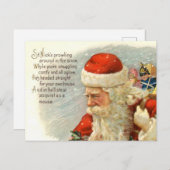 サンタのヴィンテージクリスマス詩の休日はがき シーズンポストカード (正面/裏面)