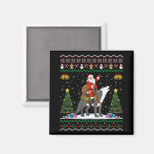 サンタの乗った狼 クリスマスギフト マグネット (正面/裏面)
