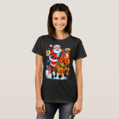 サンタの乗馬 ファニー乗馬 クリスマス Tシャツ (正面フル)
