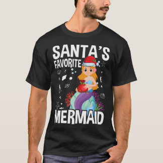 サンタの人魚お気に入りののクリスマス Tシャツ