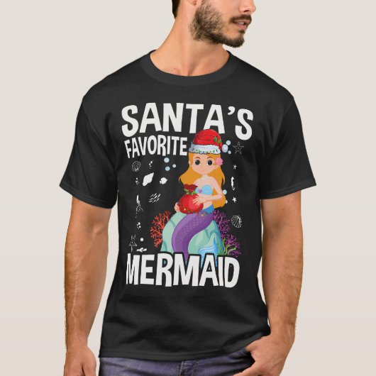 サンタの人魚お気に入りののクリスマス Tシャツ (正面)