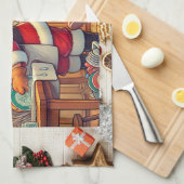 サンタの休日の雑用タオル キッチンタオル (四つ折り)