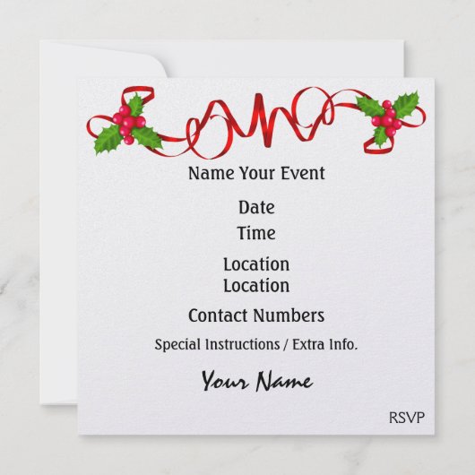 サンタの休日 – SRF 招待状 (裏面)