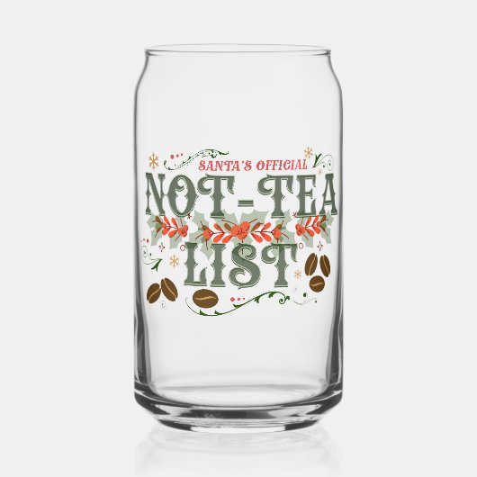 サンタの公式な非Teaリスト 霜降りクリスマス ガラス缶 (正面)