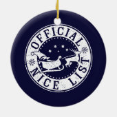 サンタの公式の素敵なリストのクリスマスプレゼント セラミックオーナメント (裏面)