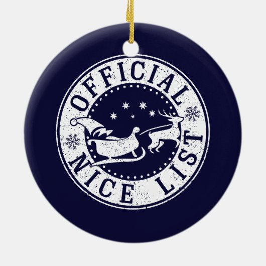サンタの公式の素敵なリストのクリスマスプレゼント セラミックオーナメント (裏面)
