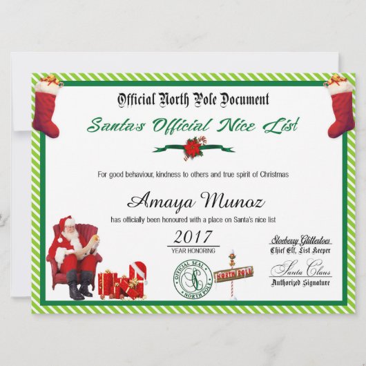 サンタの公式北極関係文書 シーズンカード (正面)