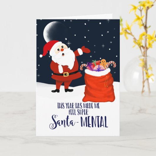 サンタの冗談おもしろい カード (黄色い花)