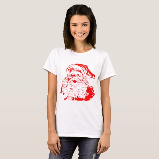 サンタの写実的なクリスマスのTシャツ Tシャツ (正面フル)