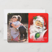 サンタの写真カードをまばたきさせるヴィンテージのクリスマス シーズンカード (正面)