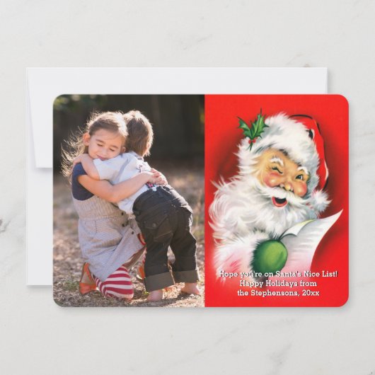 サンタの写真カードをまばたきさせるヴィンテージのクリスマス シーズンカード (正面)