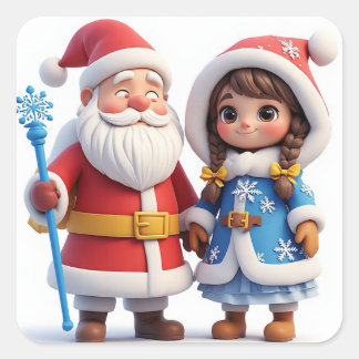 🎅 サンタの冬の休日の魔法 ❄️ スクエアシール