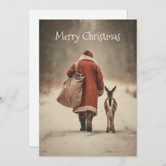 サンタの冬の森の旅 シーズンカード (正面/裏面)