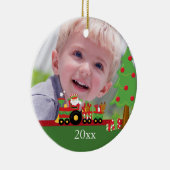 サンタの列車の名前入りなクリスマスの写真のオーナメント セラミックオーナメント (右)