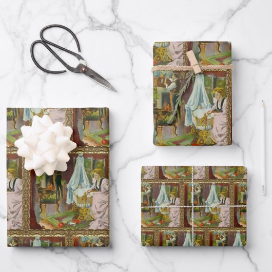 サンタの初訪問 ラッピングペーパーシート (正面)