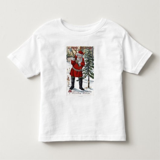 サンタの削減のクリスマスツリー トドラーTシャツ (正面)