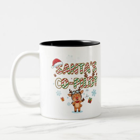 サンタの副操縦士 トナカイ クリスマス ツートーンマグカップ (左)