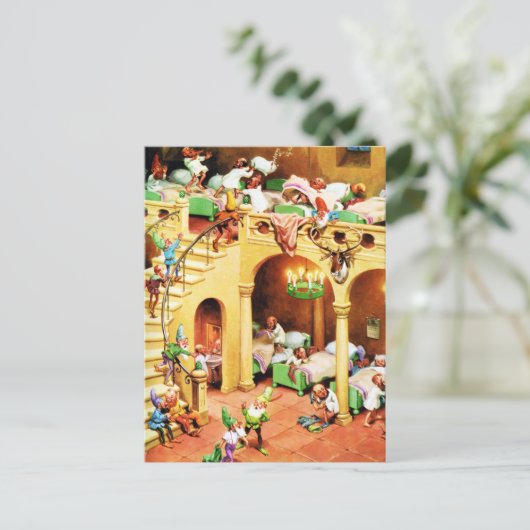 サンタの北極の小妖精や小人の寮 シーズンポストカード (スタンド正面)