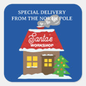 サンタの北極ワークショップからの特別な配達 スクエアシール (正面)