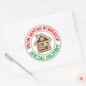 サンタの北極ワークショップからの特別な配達 ラウンドシール (封筒)