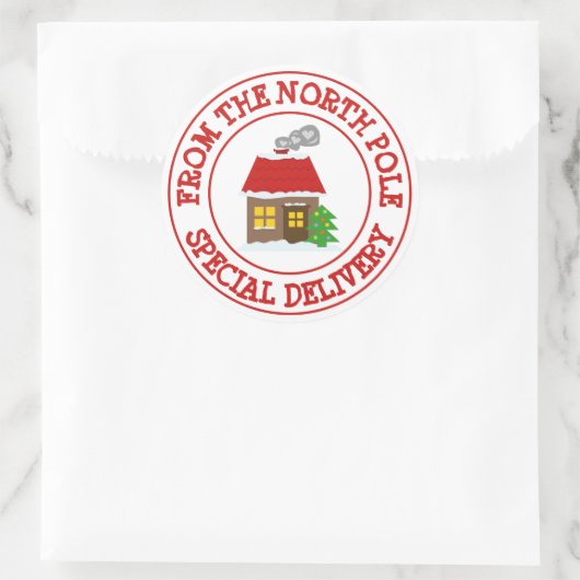 サンタの北極ワークショップからの特別な配達 ラウンドシール (バッグ)